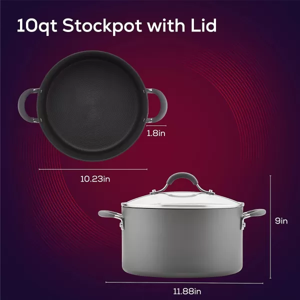 Circulon 83903 Radiance Hard Anodized Nonstick Cookware Pots and Pans Set, 10 Piece, Gray)