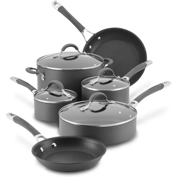 Circulon 83903 Radiance Hard Anodized Nonstick Cookware Pots and Pans Set, 10 Piece, Gray)