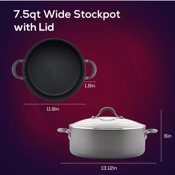 Circulon 83903 Radiance Hard Anodized Nonstick Cookware Pots and Pans Set, 10 Piece, Gray)