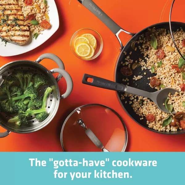 Circulon 84564 Elementum Hard Anodized Nonstick Cookware Set / Pots and Pans Set - 10 Piece, Gray)