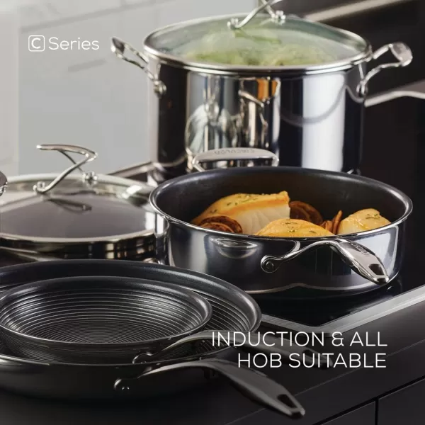 Circulon Clad Stainless Steel Cookware Pots and Pans and Utensil Set with Hybrid SteelShield and Nonstick Technology, 12 Piece - Silver)