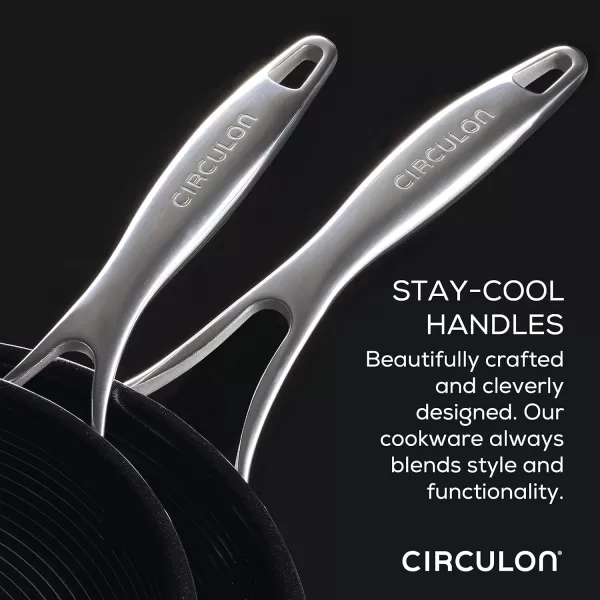 Circulon Clad Stainless Steel Wok/Stir Fry with Glass Lid and Hybrid SteelShield and Nonstick Technology, 14 Inch - Silver)