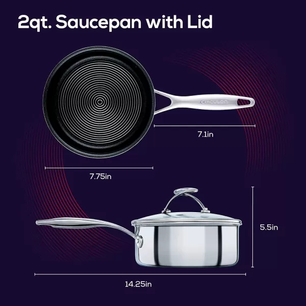 Circulon Clad Stainless Steel Wok/Stir Fry with Glass Lid and Hybrid SteelShield and Nonstick Technology, 14 Inch - Silver)