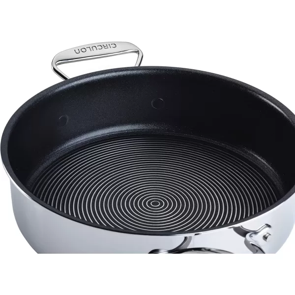 Circulon Clad Stainless Steel Wok/Stir Fry with Glass Lid and Hybrid SteelShield and Nonstick Technology, 14 Inch - Silver)