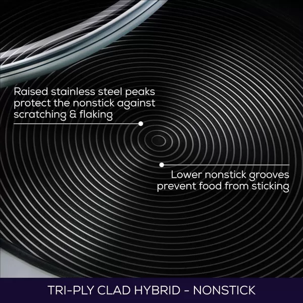 Circulon Clad Stainless Steel Wok/Stir Fry with Glass Lid and Hybrid SteelShield and Nonstick Technology, 14 Inch - Silver)