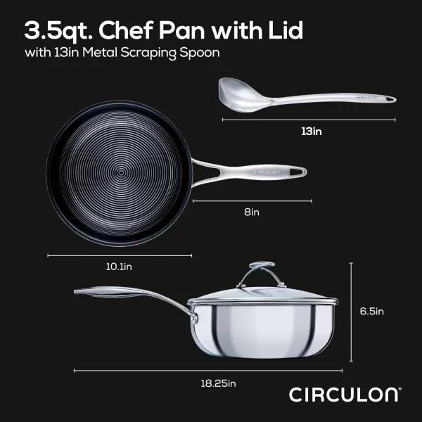 Circulon Clad Stainless Steel Wok/Stir Fry with Glass Lid and Hybrid SteelShield and Nonstick Technology, 14 Inch - Silver)