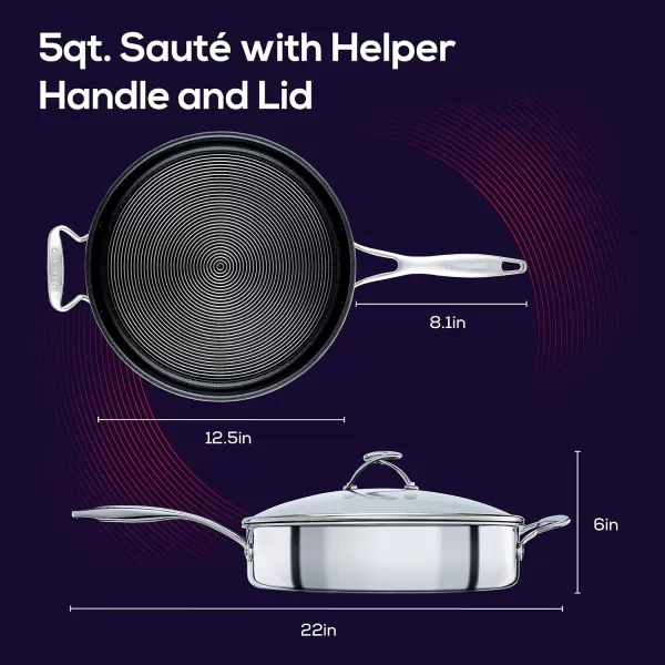 Circulon Clad Stainless Steel Wok/Stir Fry with Glass Lid and Hybrid SteelShield and Nonstick Technology, 14 Inch - Silver)
