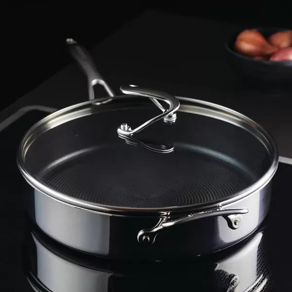 Circulon Clad Stainless Steel Wok/Stir Fry with Glass Lid and Hybrid SteelShield and Nonstick Technology, 14 Inch - Silver)