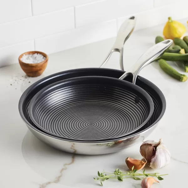 Circulon Clad Stainless Steel Wok/Stir Fry with Glass Lid and Hybrid SteelShield and Nonstick Technology, 14 Inch - Silver)