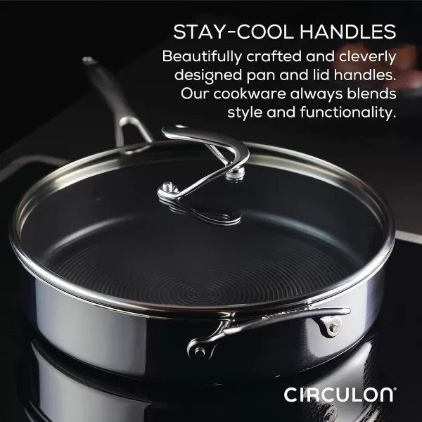Circulon Clad Stainless Steel Wok/Stir Fry with Glass Lid and Hybrid SteelShield and Nonstick Technology, 14 Inch - Silver)