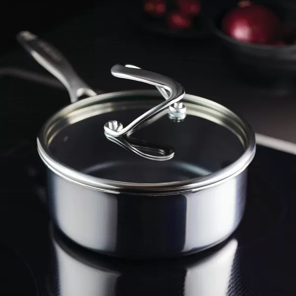 Circulon Clad Stainless Steel Wok/Stir Fry with Glass Lid and Hybrid SteelShield and Nonstick Technology, 14 Inch - Silver)