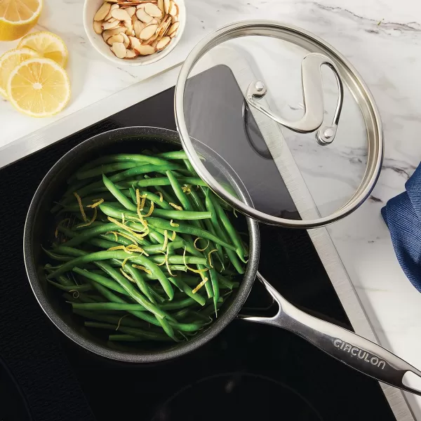 Circulon Clad Stainless Steel Wok/Stir Fry with Glass Lid and Hybrid SteelShield and Nonstick Technology, 14 Inch - Silver)