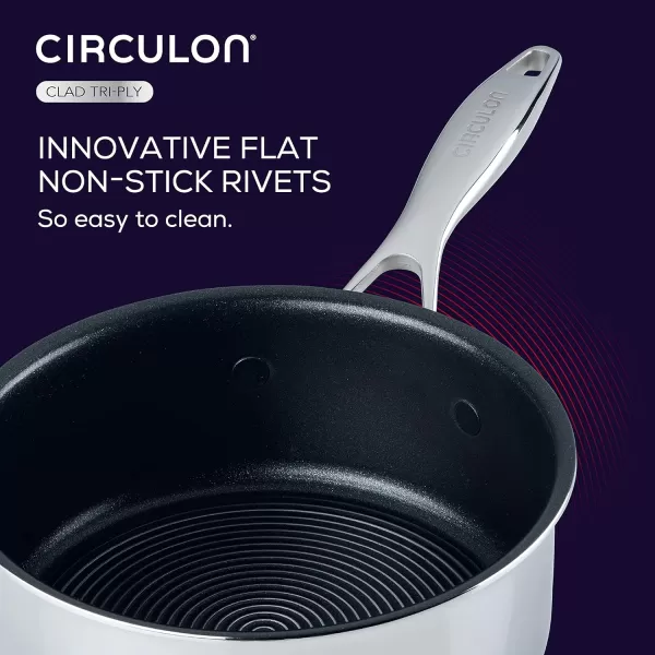Circulon Clad Stainless Steel Wok/Stir Fry with Glass Lid and Hybrid SteelShield and Nonstick Technology, 14 Inch - Silver)