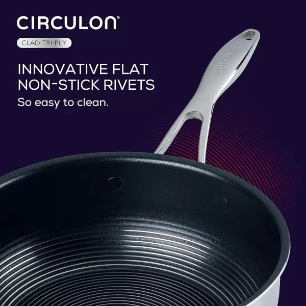 Circulon Clad Stainless Steel Wok/Stir Fry with Glass Lid and Hybrid SteelShield and Nonstick Technology, 14 Inch - Silver)