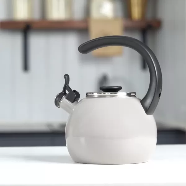 Circulon Enamel on Steel Whistling Teakettle/Teapot With Flip-Up Spout, 2 Quart - Red