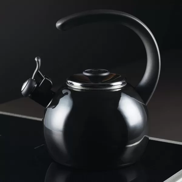 Circulon Enamel on Steel Whistling Teakettle/Teapot With Flip-Up Spout, 2 Quart - Red