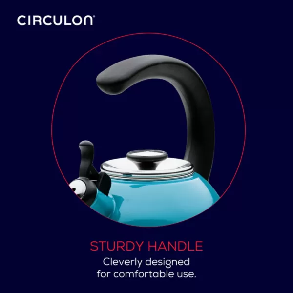 Circulon Enamel on Steel Whistling Teakettle/Teapot With Flip-Up Spout, 2 Quart - Red