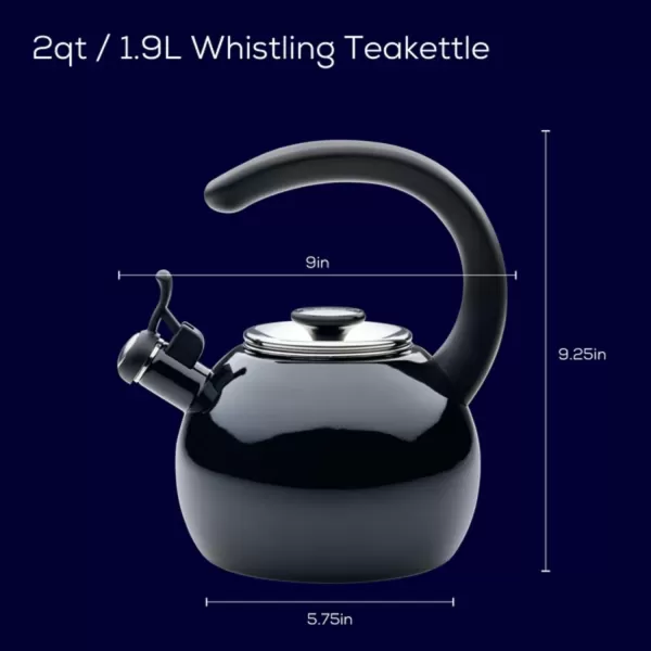 Circulon Enamel on Steel Whistling Teakettle/Teapot With Flip-Up Spout, 2 Quart - Red