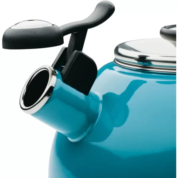 Circulon Enamel on Steel Whistling Teakettle/Teapot With Flip-Up Spout, 2 Quart - Red