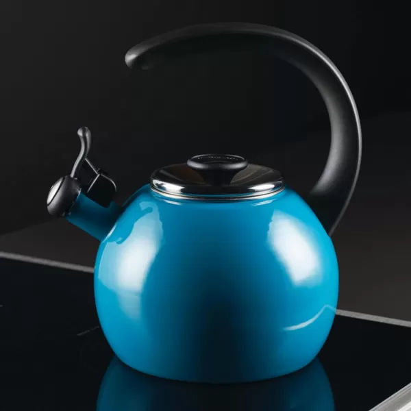 Circulon Enamel on Steel Whistling Teakettle/Teapot With Flip-Up Spout, 2 Quart - Red