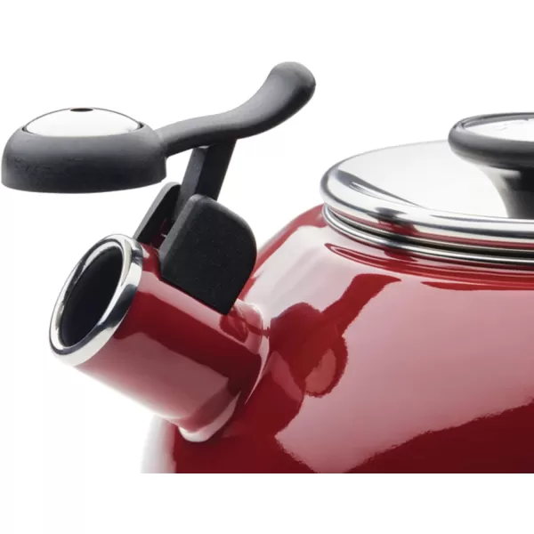 Circulon Enamel on Steel Whistling Teakettle/Teapot With Flip-Up Spout, 2 Quart - Red