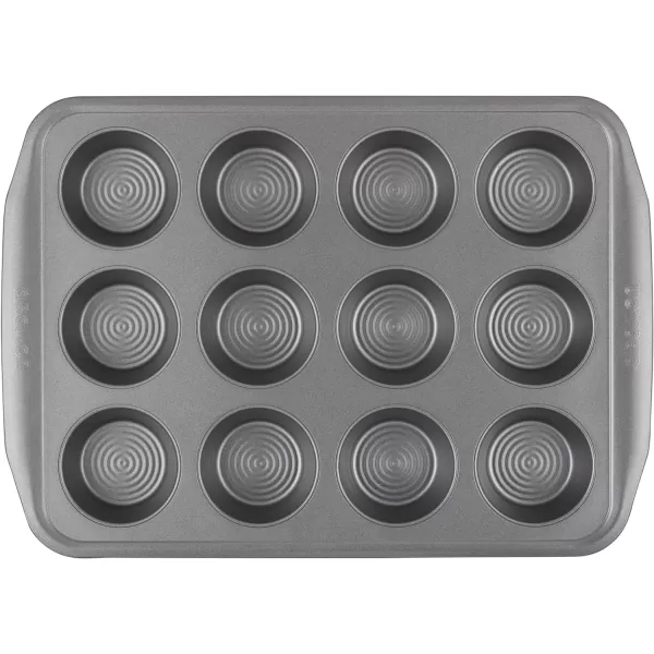 Circulon Nonstick Bakeware 12-Cup Muffin Tin, Gray, Steel