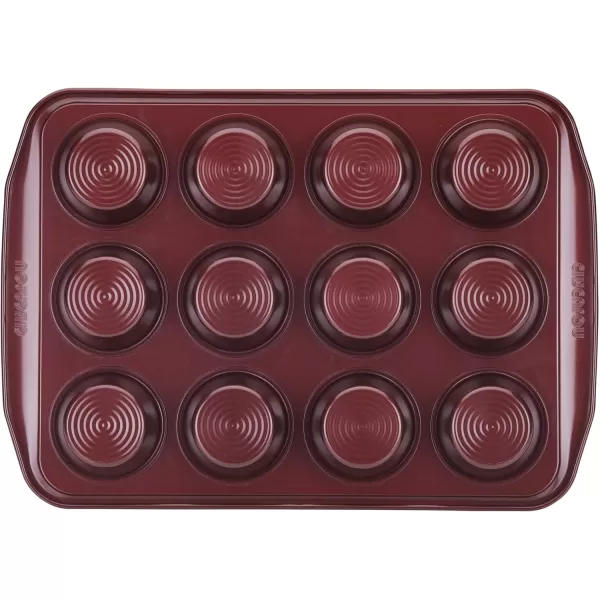 Circulon Nonstick Bakeware 12-Cup Muffin Tin, Gray, Steel