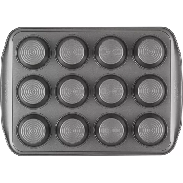 Circulon Nonstick Bakeware 12-Cup Muffin Tin, Gray, Steel