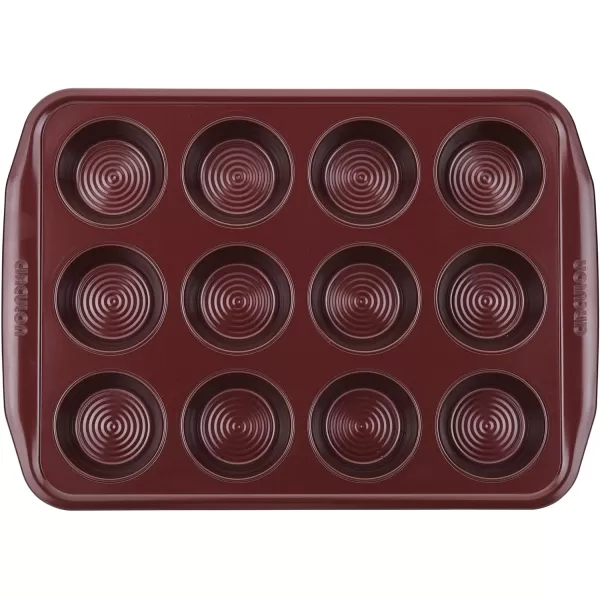 Circulon Nonstick Bakeware 12-Cup Muffin Tin, Gray, Steel