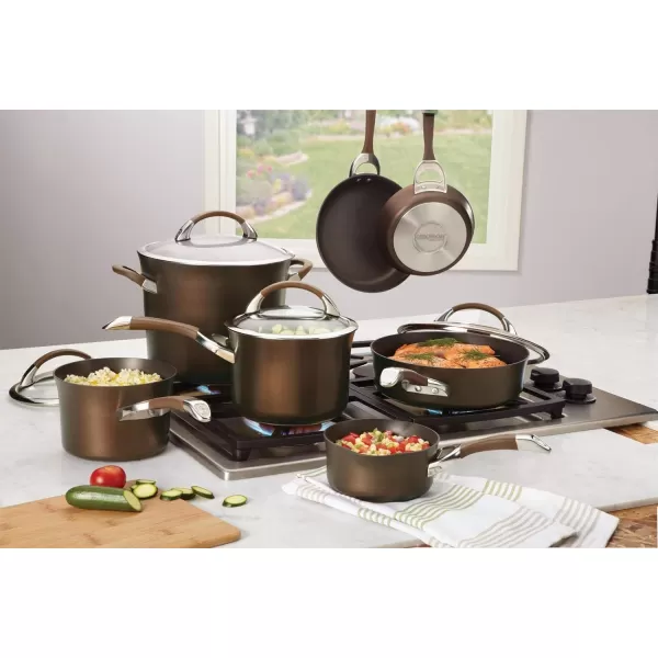 Circulon Symmetry Dishwasher Safe Hard Anodized Nonstick Cookware Pots and Pans Set, 11-Piece, Chocolate
