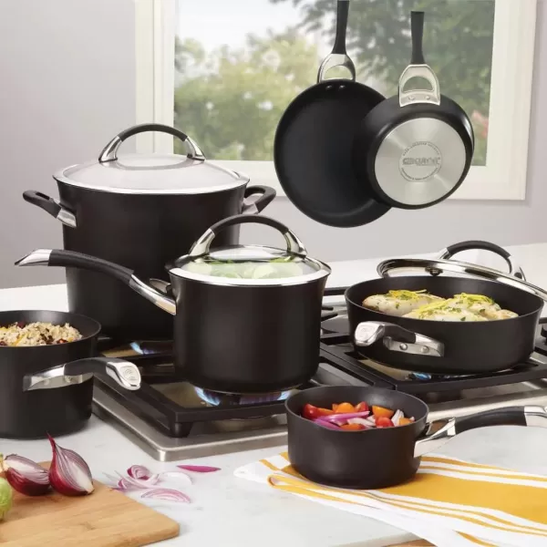 Circulon Symmetry Dishwasher Safe Hard Anodized Nonstick Cookware Pots and Pans Set, 11-Piece, Chocolate