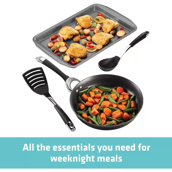 Circulon Symmetry Hard Anodized Nonstick Cookware Pots and Pans Set, 4 Piece, Black