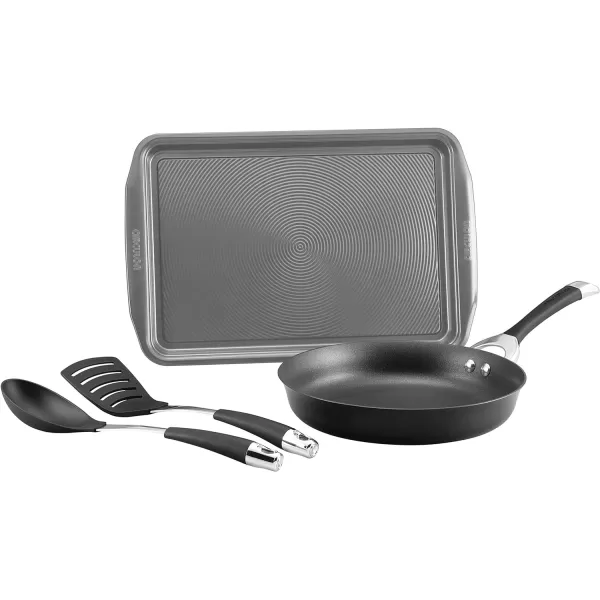 Circulon Symmetry Hard Anodized Nonstick Cookware Pots and Pans Set, 4 Piece, Black