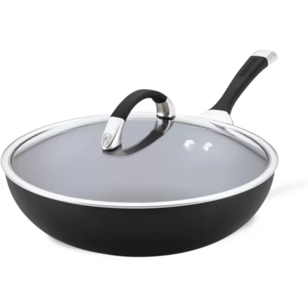 Circulon Symmetry Hard Anodized Nonstick Wok/Stir Fry Pan with Lid, 12", Chocolate