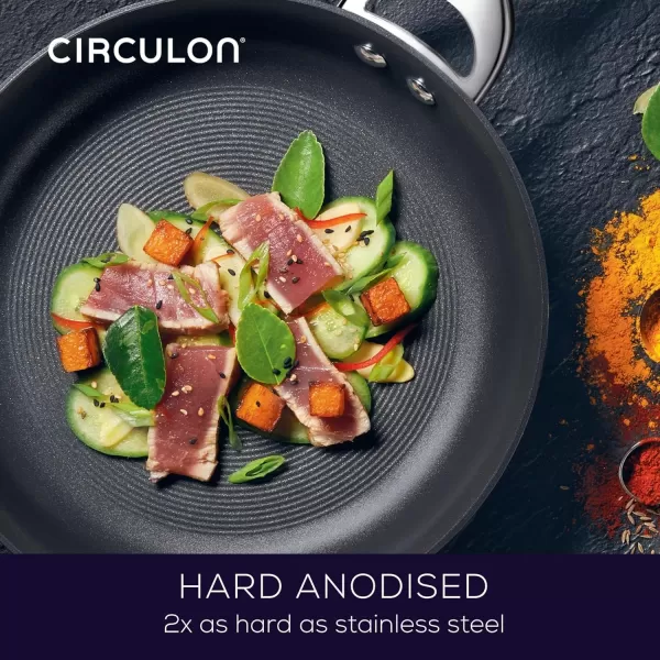 Circulon Symmetry Hard Anodized Nonstick Wok/Stir Fry Pan with Lid, 12", Chocolate