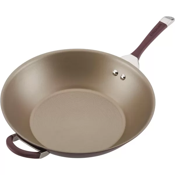 Circulon Symmetry Hard Anodized Nonstick Wok/Stir Fry Pan with Lid, 12", Chocolate