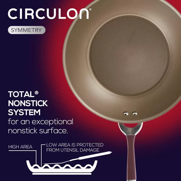 Circulon Symmetry Hard Anodized Nonstick Wok/Stir Fry Pan with Lid, 12", Chocolate