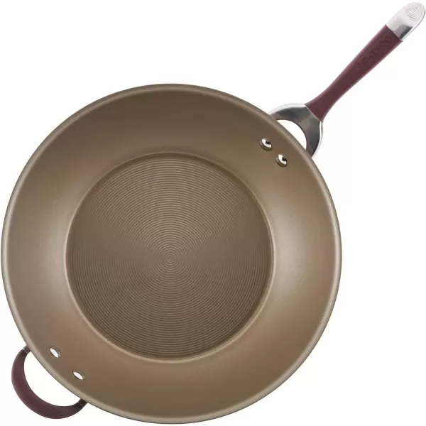 Circulon Symmetry Hard Anodized Nonstick Wok/Stir Fry Pan with Lid, 12", Chocolate