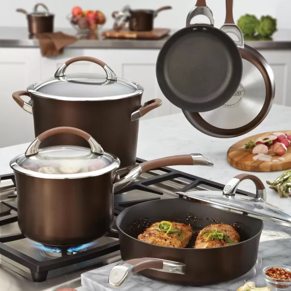 Circulon Symmetry Hard Anodized Nonstick Wok/Stir Fry Pan with Lid, 12", Chocolate