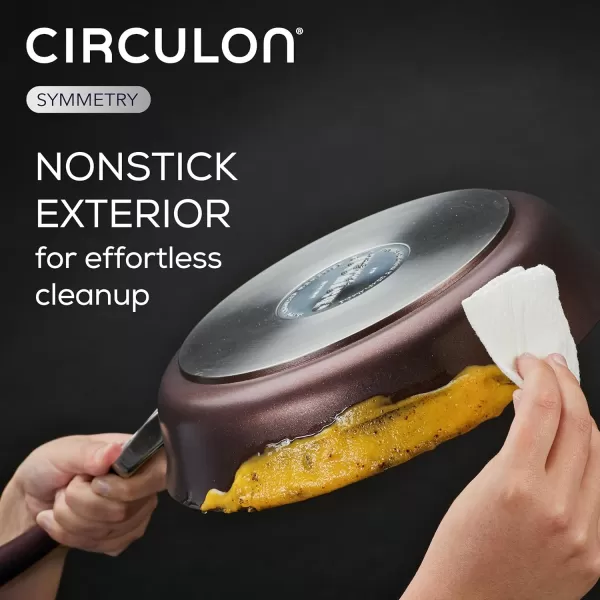 Circulon Symmetry Hard Anodized Nonstick Wok/Stir Fry Pan with Lid, 12", Chocolate