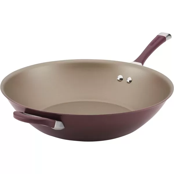 Circulon Symmetry Hard Anodized Nonstick Wok/Stir Fry Pan with Lid, 12", Chocolate