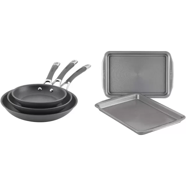 Circulon 83903 Radiance Hard Anodized Nonstick Cookware Pots and Pans Set, 10 Piece, Gray + Bakeware Set)