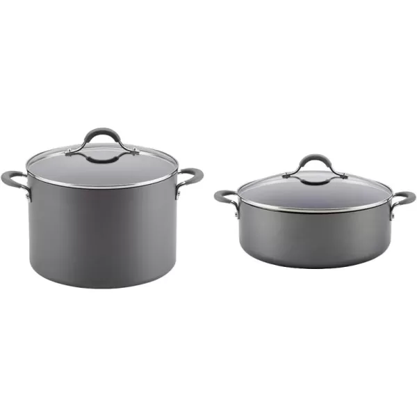 Circulon 83903 Radiance Hard Anodized Nonstick Cookware Pots and Pans Set, 10 Piece, Gray + Stock Pot)