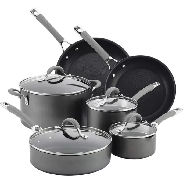 Circulon 84564 Elementum Hard Anodized Nonstick Cookware Set / Pots and Pans Set - 10 Piece, Gray)