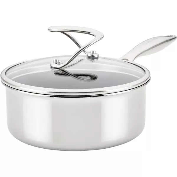 Circulon Clad Stainless Steel Wok/Stir Fry with Glass Lid and Hybrid SteelShield and Nonstick Technology, 14 Inch - Silver)