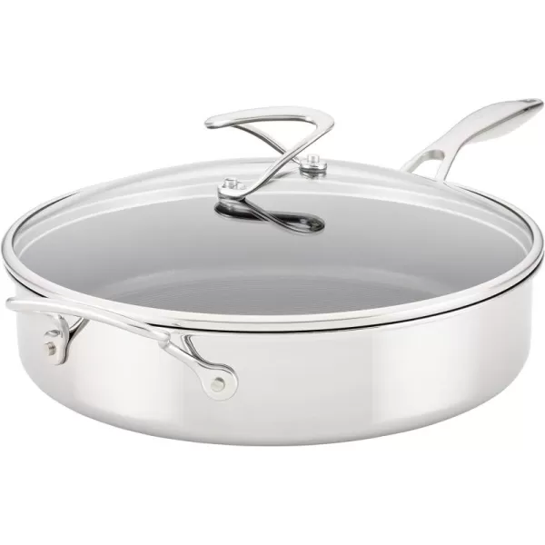 Circulon Clad Stainless Steel Wok/Stir Fry with Glass Lid and Hybrid SteelShield and Nonstick Technology, 14 Inch - Silver)