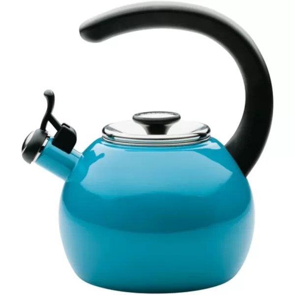 Circulon Enamel on Steel Whistling Teakettle/Teapot With Flip-Up Spout, 2 Quart - Red