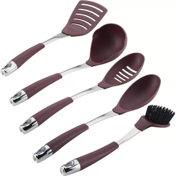 Circulon Harmony Utensil Kitchen Cooking Tools Set, 5 Piece, Chocolate Brown