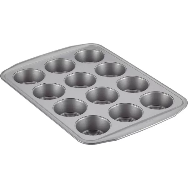 Circulon Nonstick Bakeware 12-Cup Muffin Tin, Gray, Steel