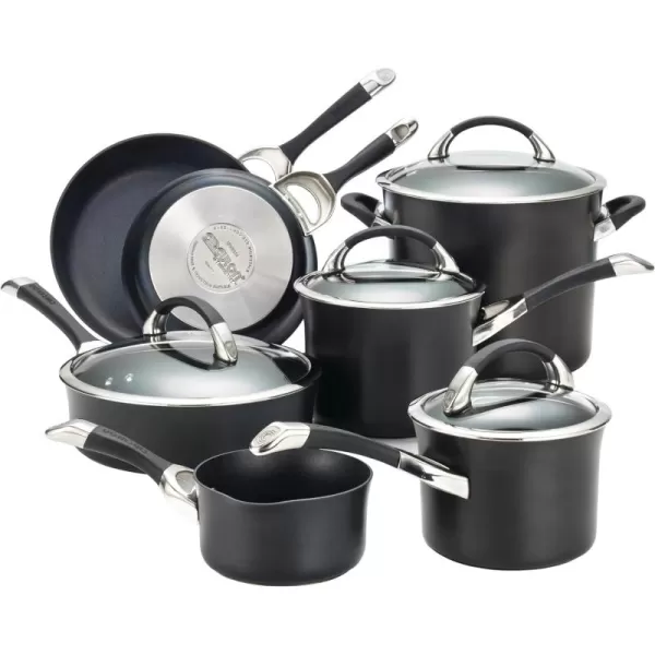 Circulon Symmetry Dishwasher Safe Hard Anodized Nonstick Cookware Pots and Pans Set, 11-Piece, Chocolate